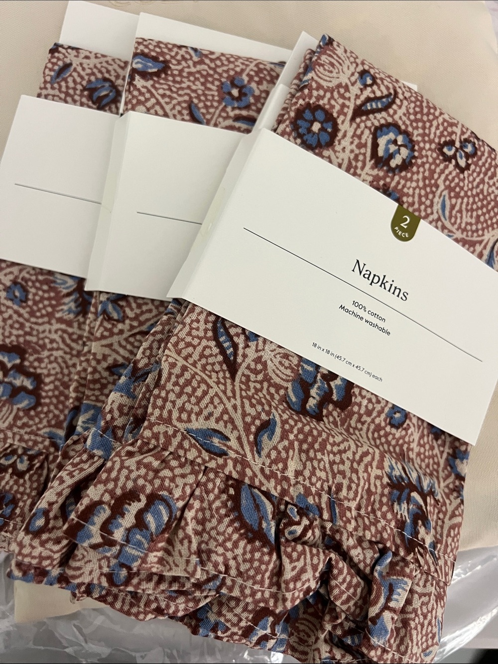 Threshold Floral Cotton Napkin Set in Mauve and Blue - 2 Piece in a pack